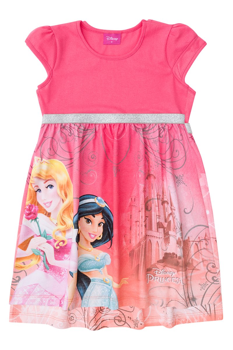 Vestido Infantil Menina Princesas Disney Rosa Brandili Revenda