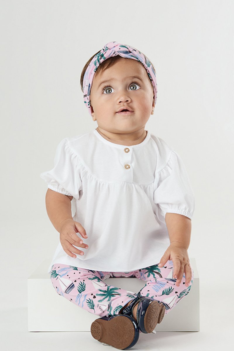 Conjunto Bebê Menina Tropical Branco Up Baby Revenda Infantil
