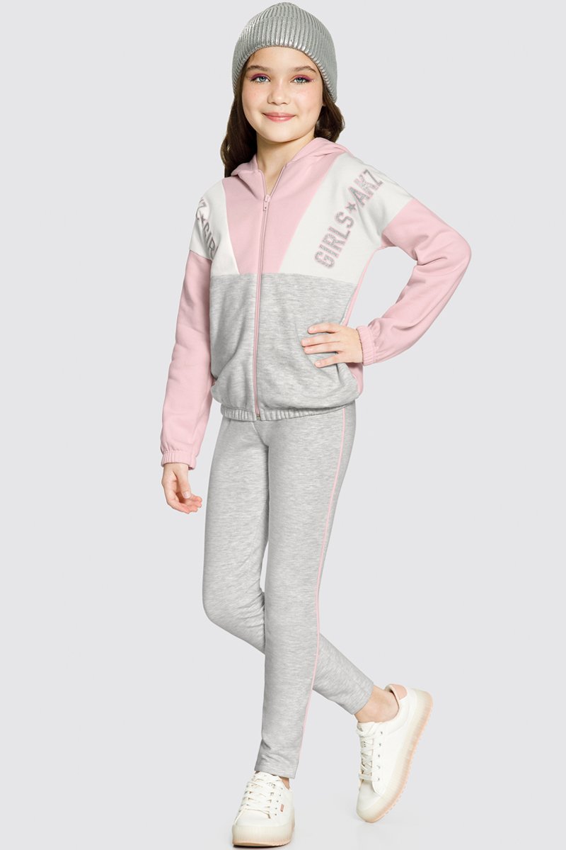 Conjunto Moletom Infantil Menina Girls Rosa Alakazoo Revenda