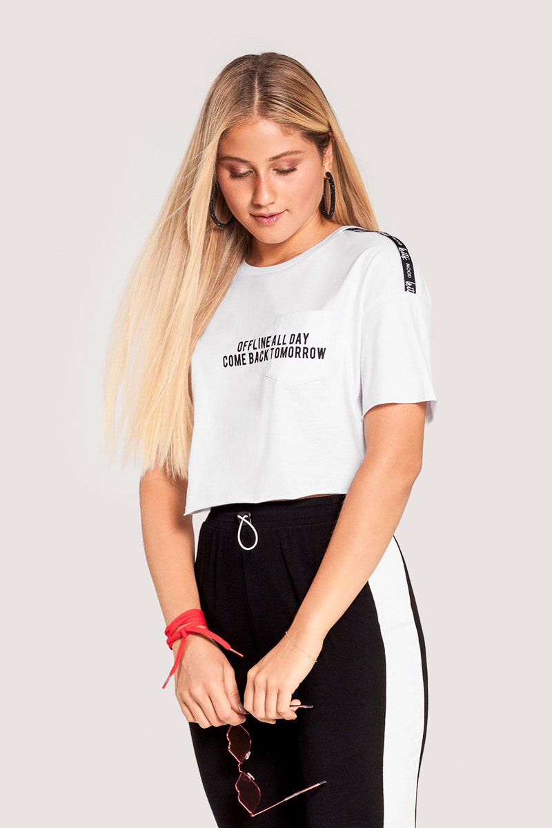 Blusa Cropped Juvenil Menina Branco Lunender Hits Revenda