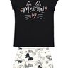 conjunto blusa e short saia infantil feminino meow preto alakazoo 50421 2