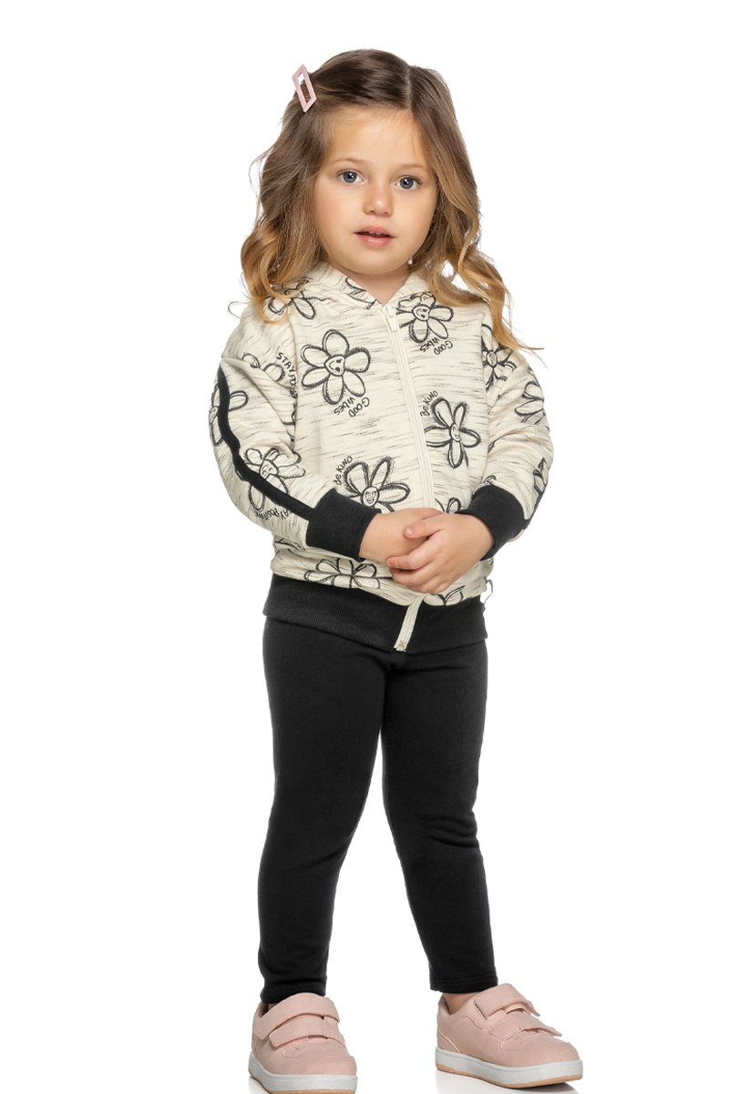 Conjunto Moletom Infantil Menina Flores Natural Elian Revenda