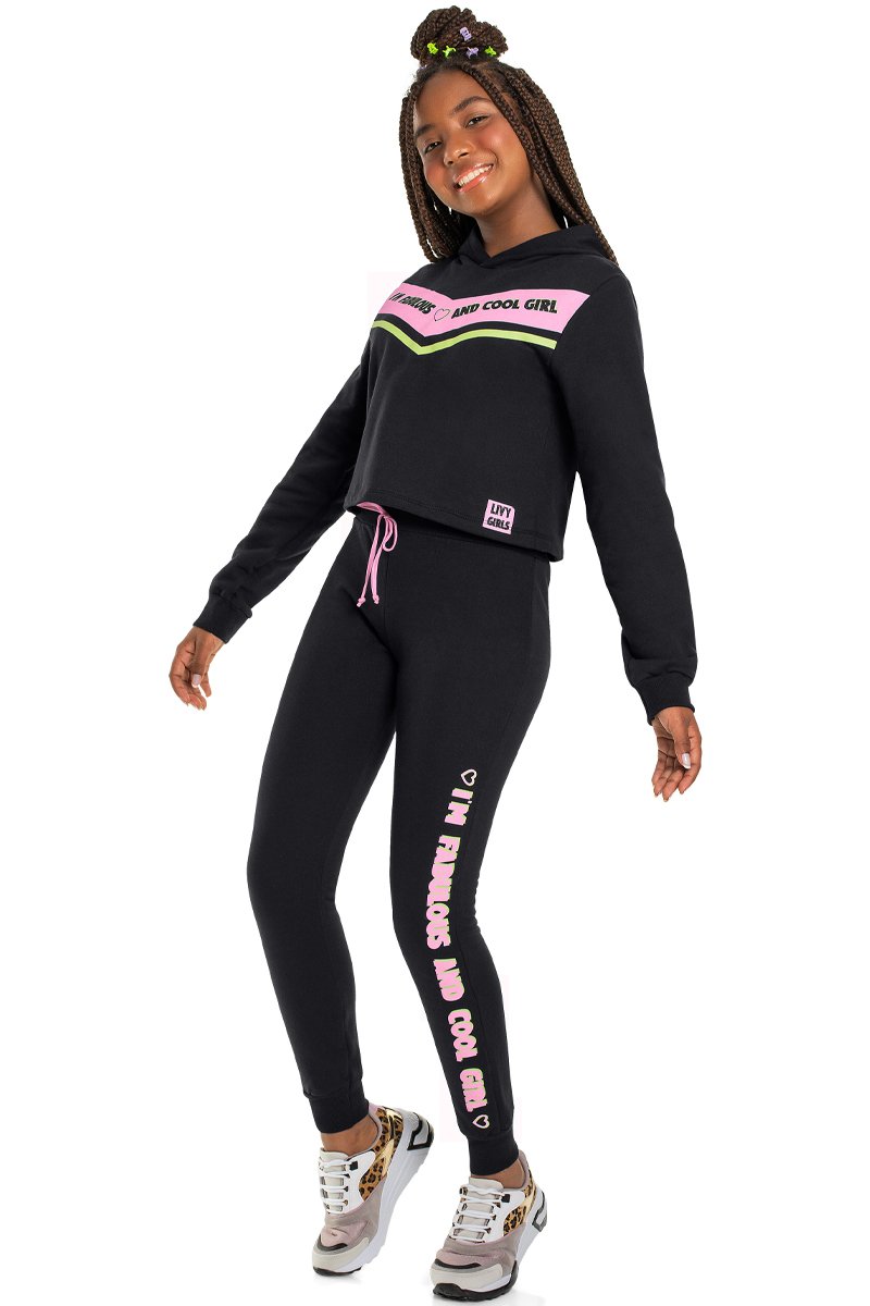 Calça Moletom Infantil Conjunto Moletom Juvenil Feminino Conjunto