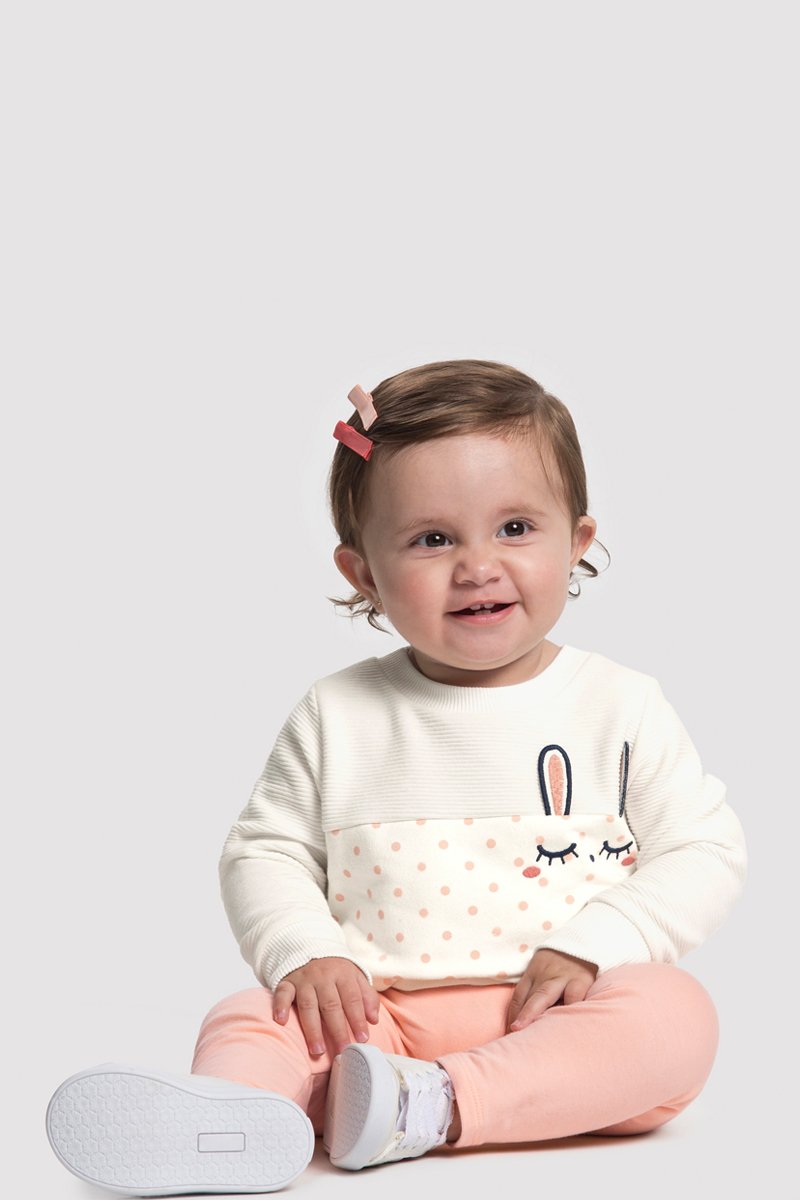 Conjunto Moletom Bebê Menina Bunny Off White - Alakazoo | Revenda