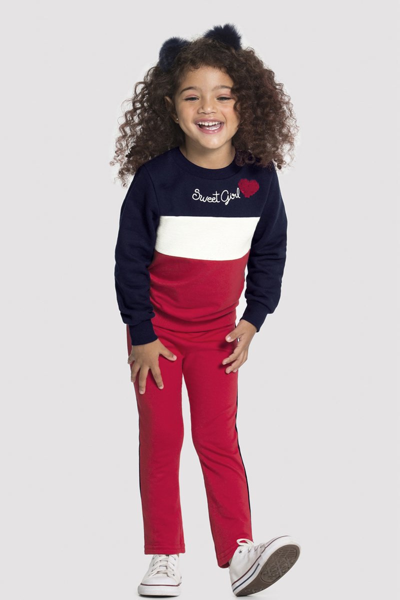Conjunto Moletom Infantil Menina Sweet Marinho Alakazoo