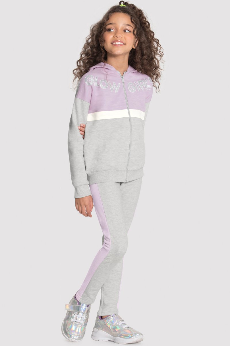 Conjunto Moletom Infantil/Juvenil Menina Glow Lilás Alakazoo