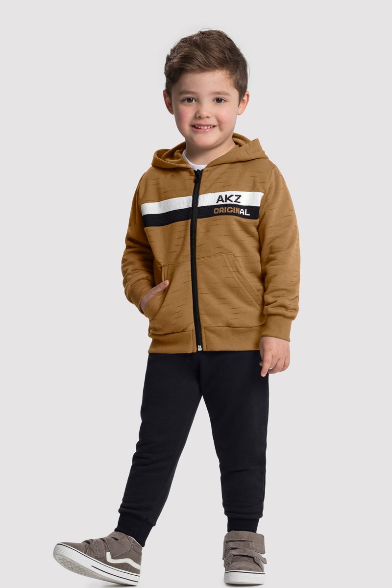 Conjunto Moletom Infantil Menino Marrom Alakazoo Revenda