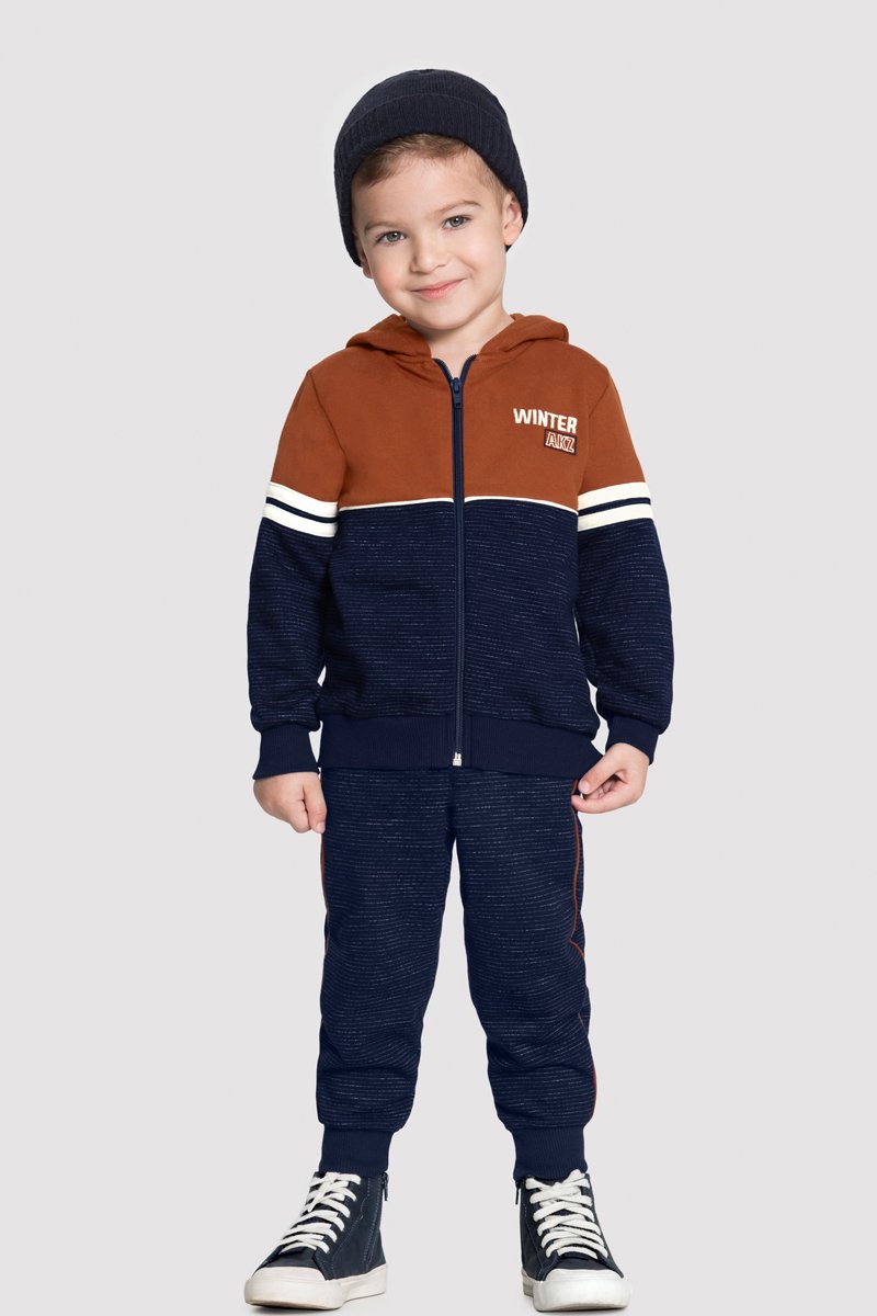 Conjunto Moletom Infantil Menino Winter Marinho Alakazoo