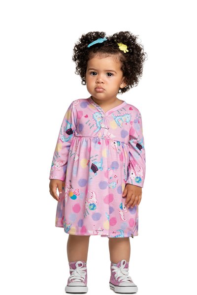 Vestido Cotton Bebê Menina Abrace Rosa Alenice