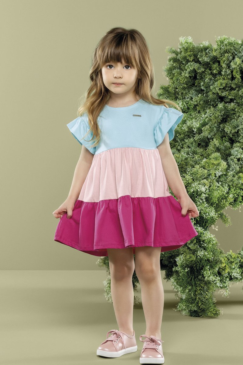 Vestido Meia Malha Infantil Menina Multicolorido Colorittá