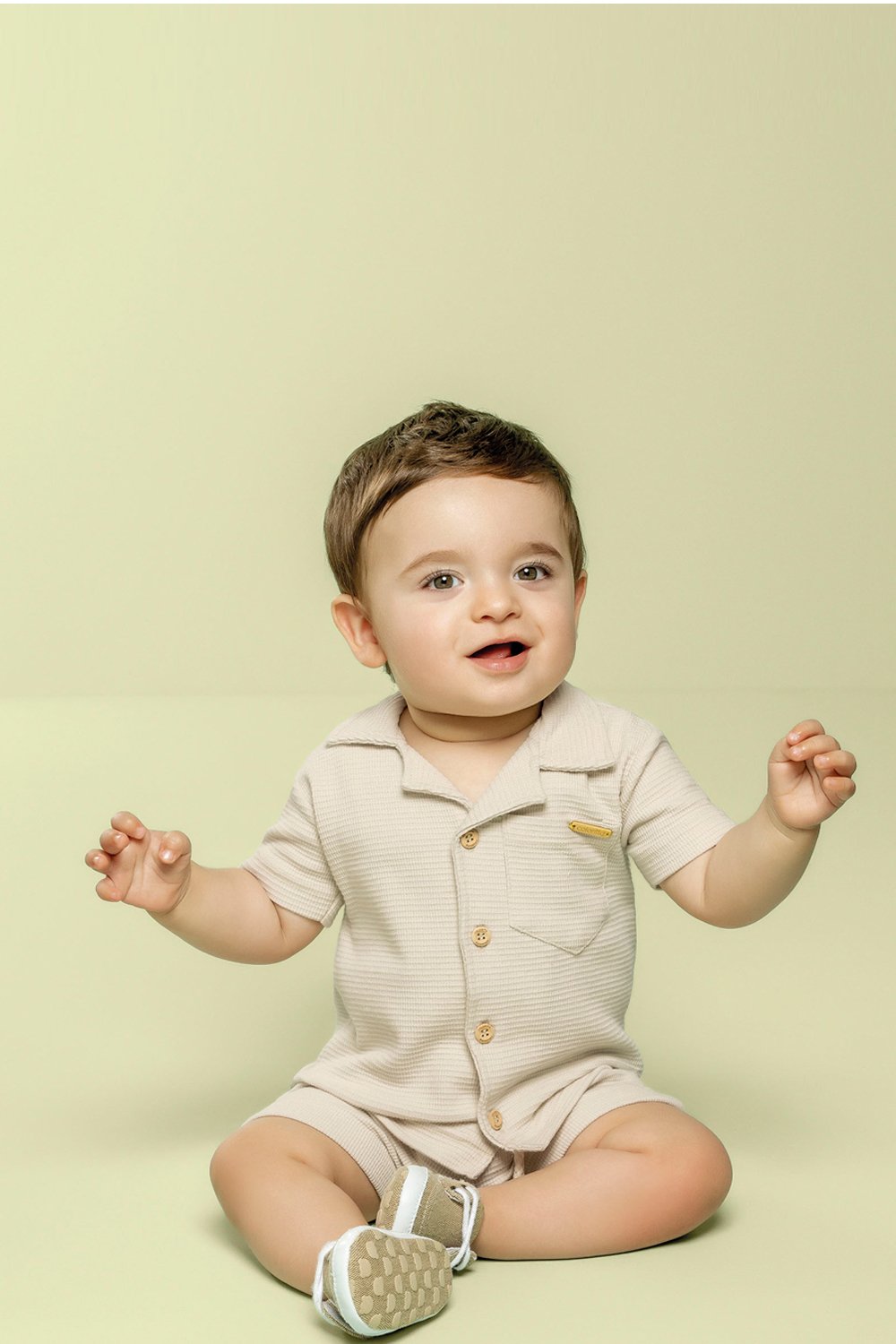 Conjunto em Malha Texturizada Bebê Menino Bege - Colorittá