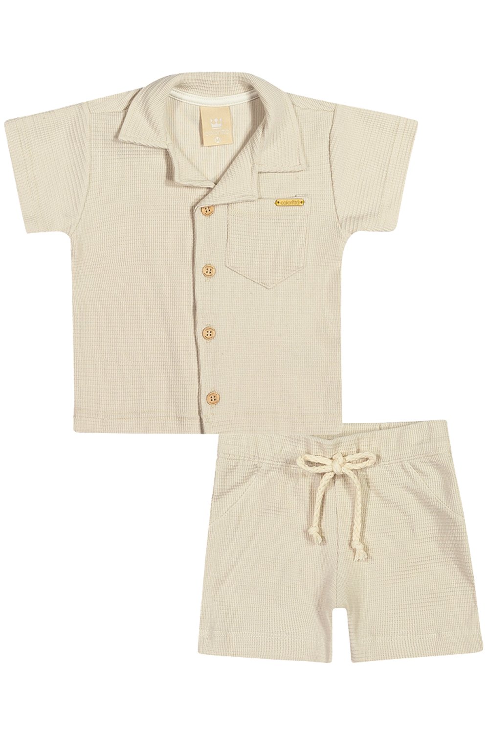 Conjunto em Malha Texturizada Bebê Menino Bege - Colorittá