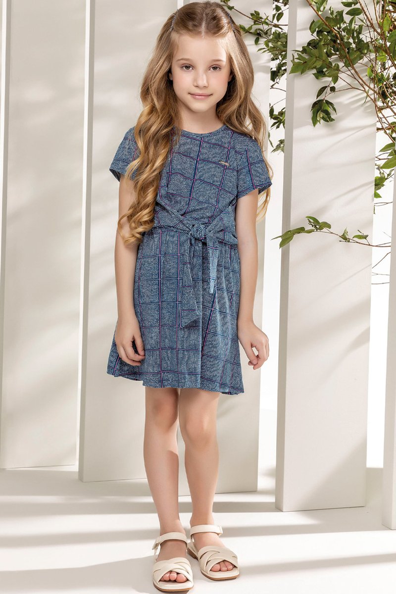 Vestido em Malha Crepe Infantil Menina Marinho Colorittá
