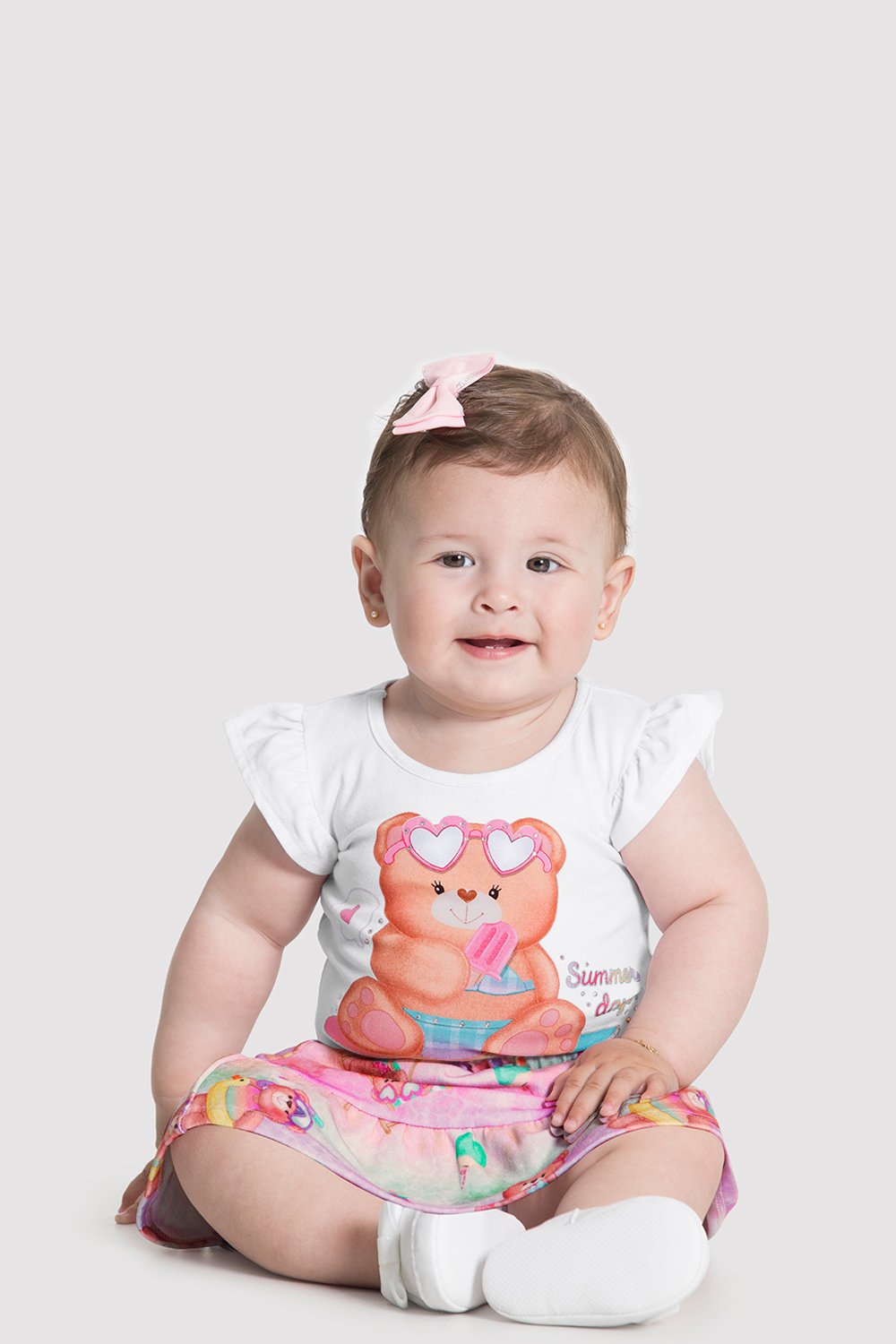 Conjunto Body e Saia Bebê Menina Bear Lilás - Alakazoo