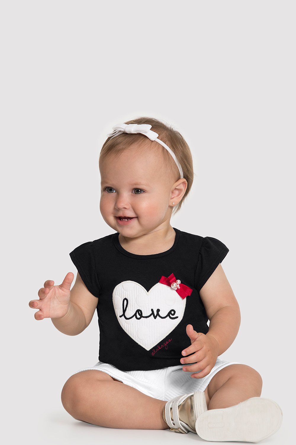 love❤️mini Conjunto Curto Bebê Menina Love Preto - Alakazoo
