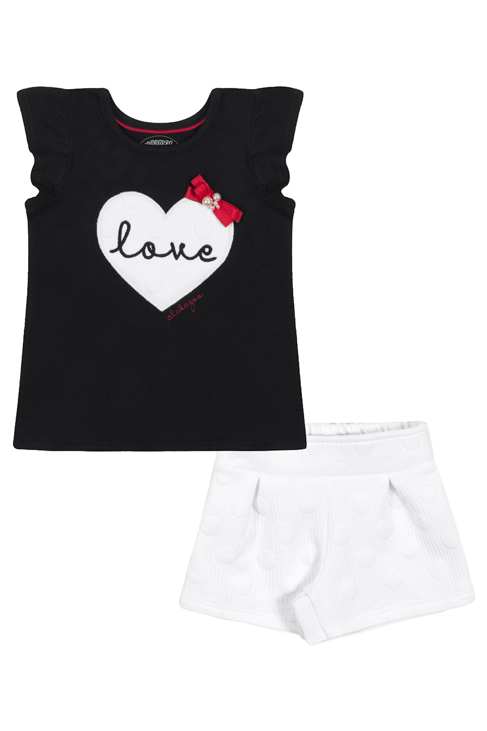 Conjunto Curto Bebê Menina Love Preto - Alakazoo