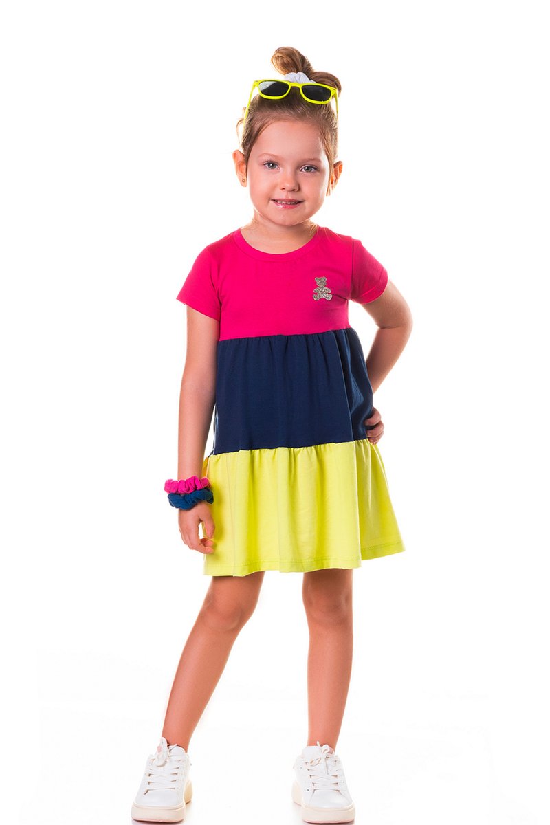 Vestido em Meia Malha Infantil Menina Três Marias Pink Ollelê