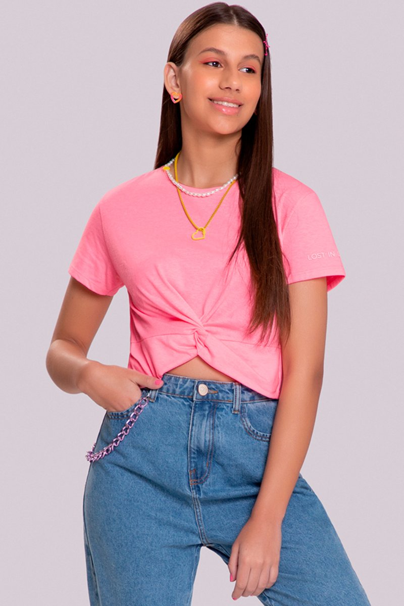 Redux Lunender Jeans Atacado Blusa Cropped Malha Flex Juvenil