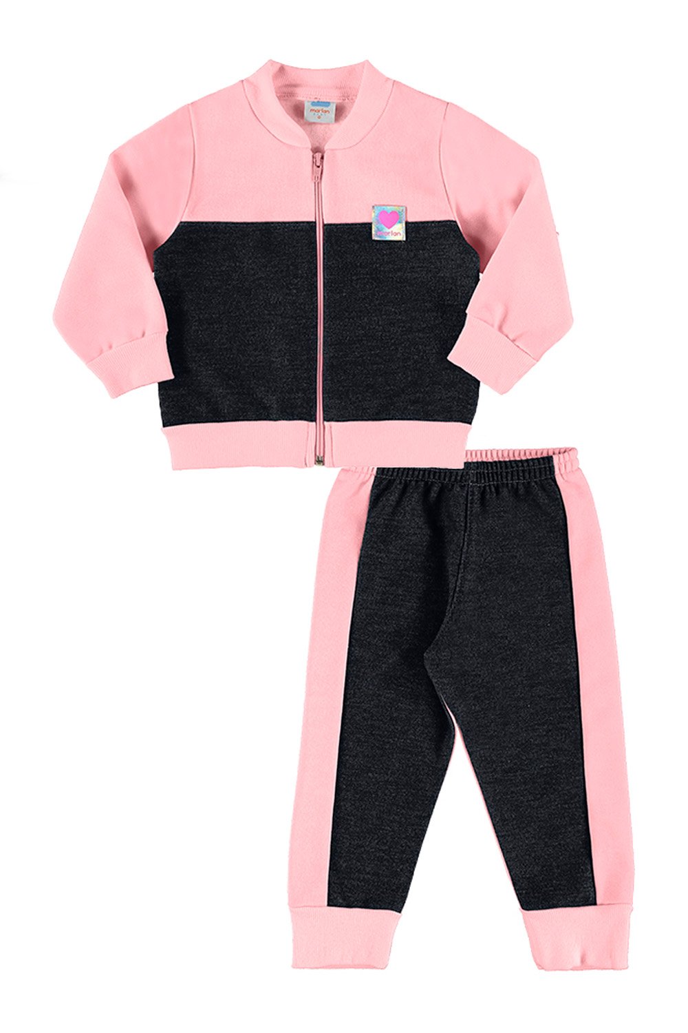 Conjunto Jaqueta e Calça em Moletom Bebê Menina Rosa - Marlan