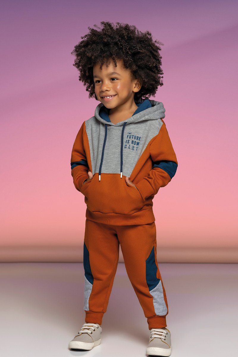 Conjunto Moletom Infantil Menino Future is Now Preto Colorittá