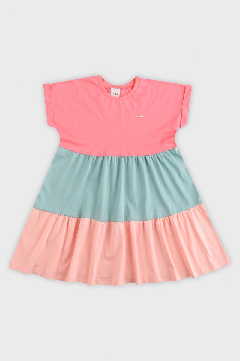 Vestido Elian Infantil em Meia Malha Três Marias Rosa