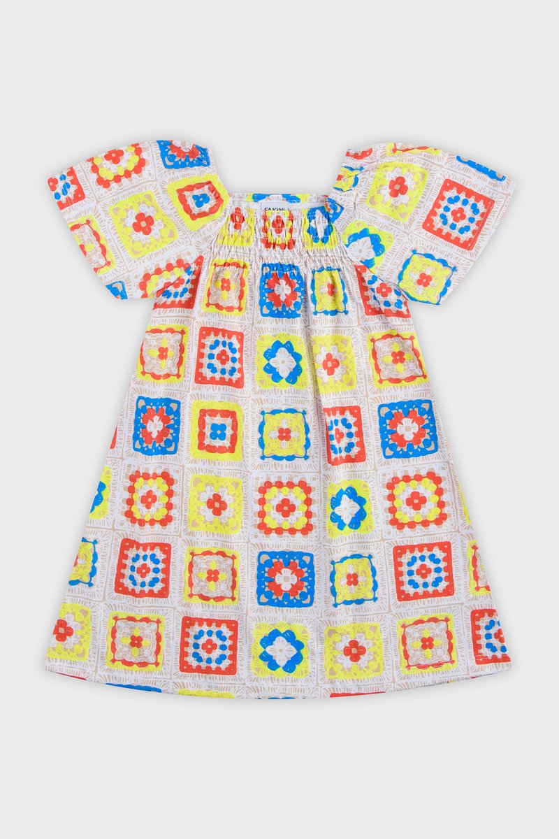 Vestido Fakini Infantil em Meia Malha Crochê Amarelo