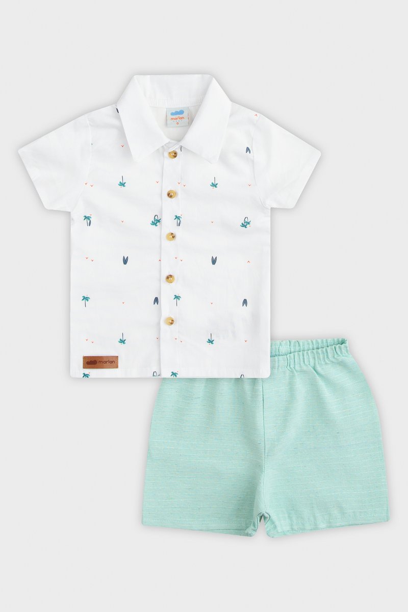 Marlan Baby Roupa Infantil Tricoline Conjunto Camisa Marlan Bebê