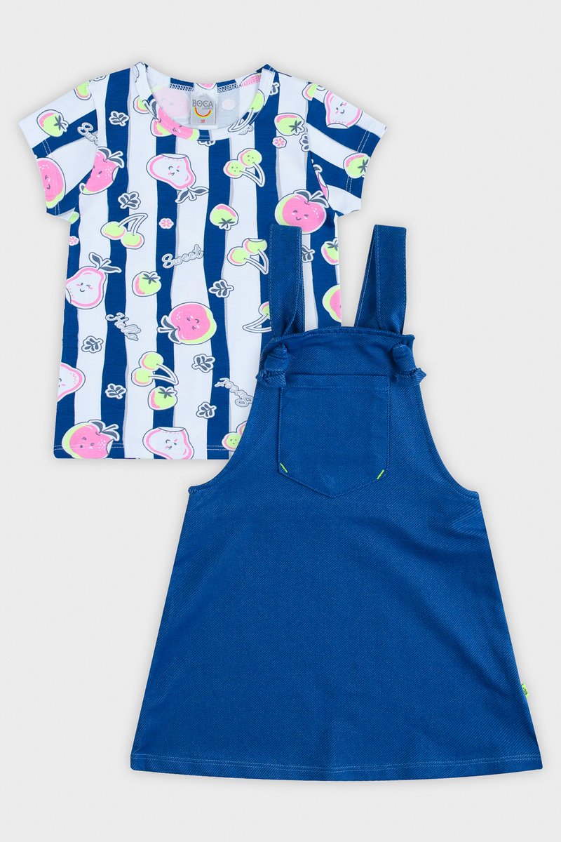 02 conjunto infantil menina boca grande frutas