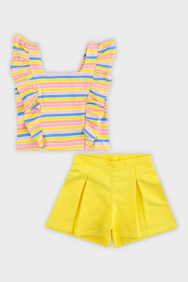 02 conjunto infantil menina boca grande listrado