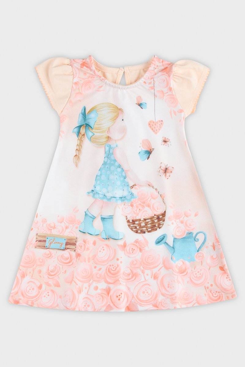 01 vestido bebe glinny cotton e malha crepe salmao