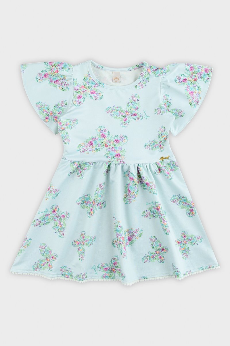 01 vestido infantil glinny malha versalhes verde