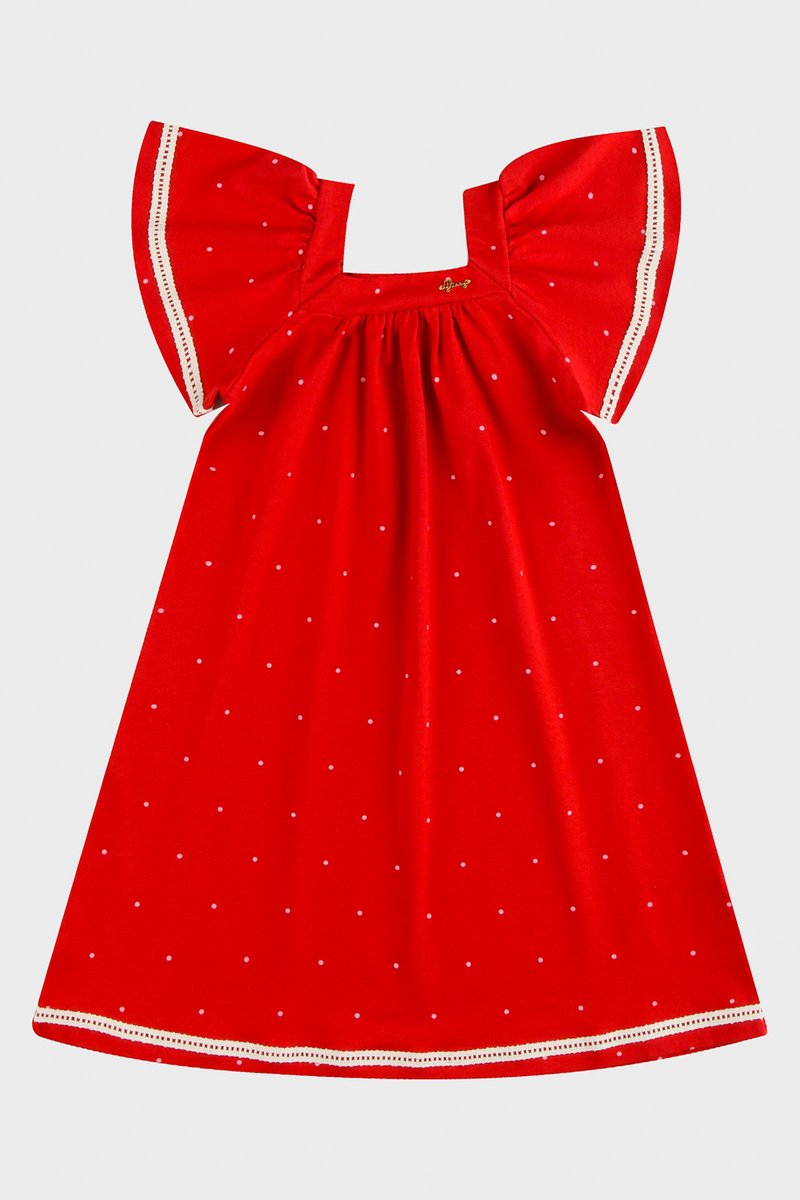 01 vestido infantil glinny cotton estampado vermelho