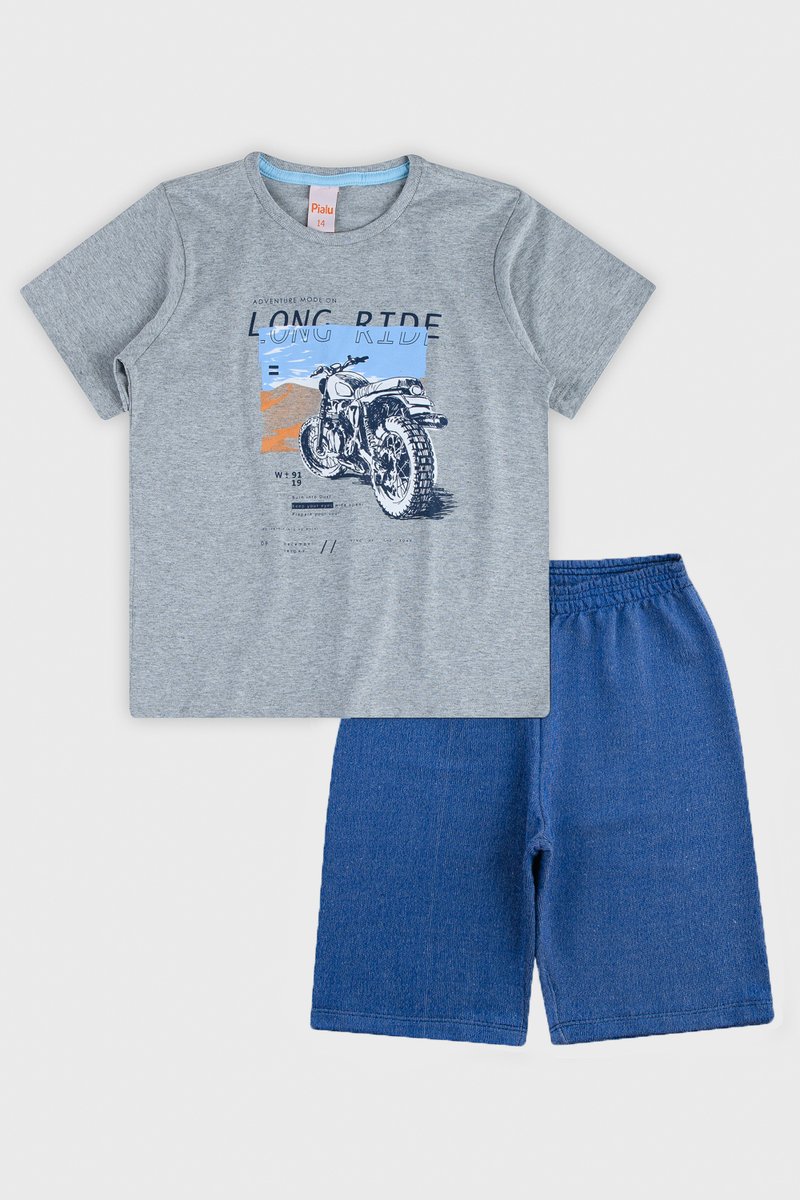 01 conjunto pialu infantil menino motorcycle