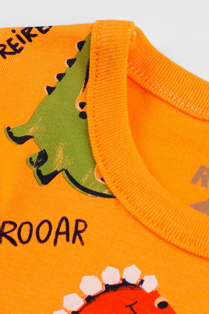 03 conjunto bebe menino reirex dinos laranja