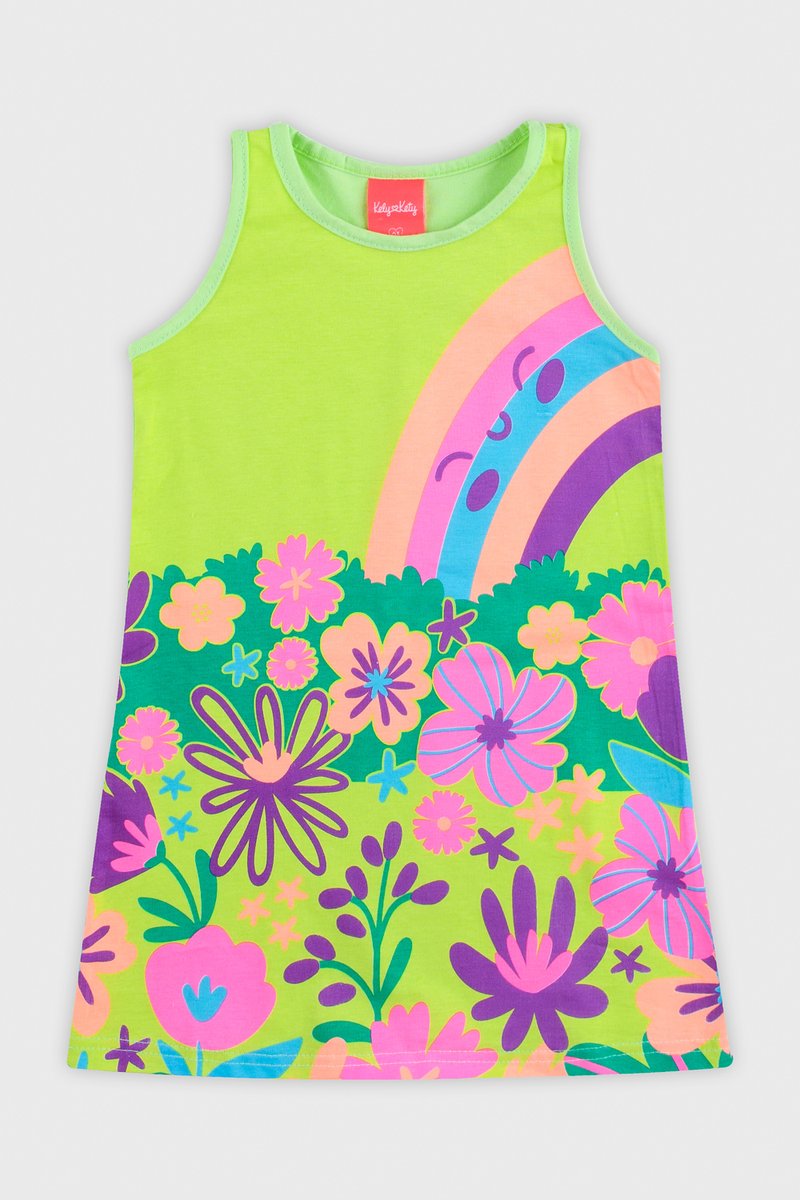 01 vestido infantil kely kety meia malha flores verde