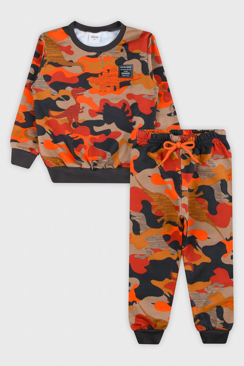 Conjunto Moletom Camuflado Infantil Menino Elian
