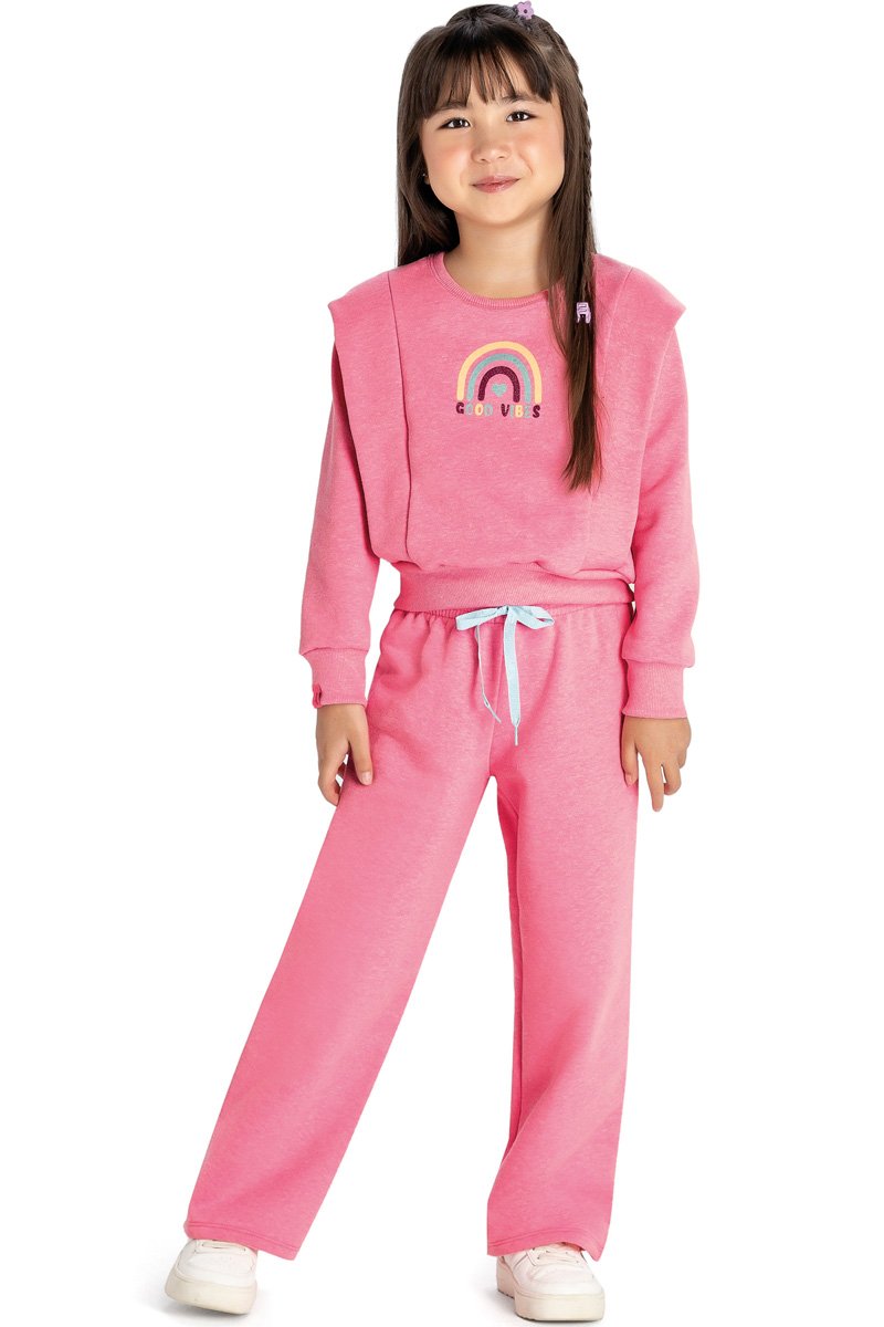 Conjunto Infantil Menina Conjunto De Moletom Feminino Rosa