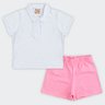 01 conjunto camisa polo piquet infantil menina brandili
