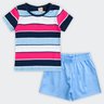 01 conjunto blusa listrada infantil menina brandili