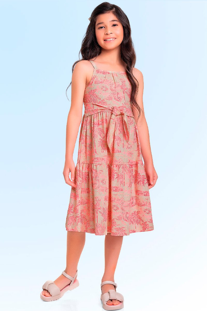 01 vestido midi em meia malha infantil menina fakini