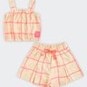 02 conjunto moletinho cropped e short infantil menina fakini