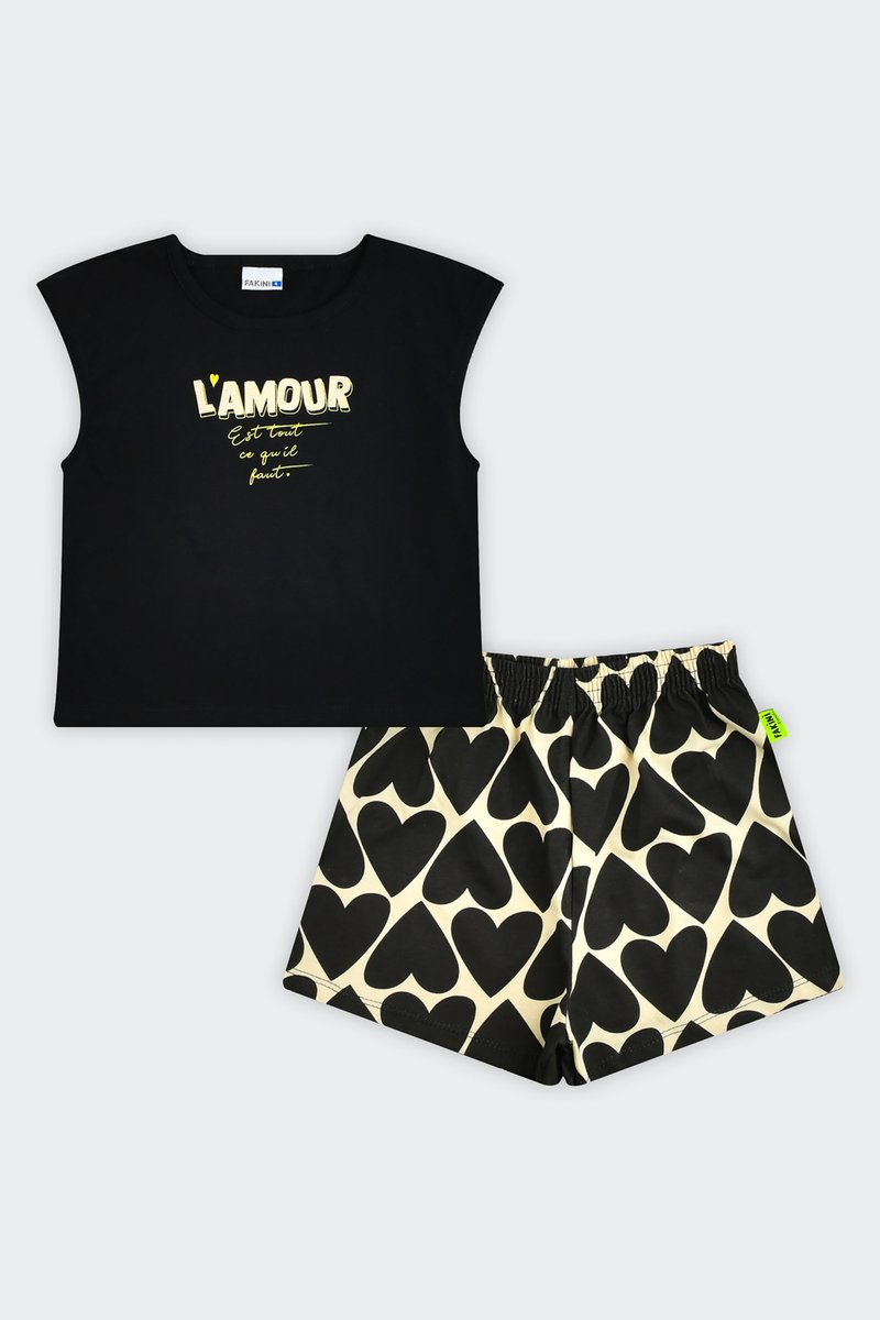 02 conjunto em meia malha infantil menina fakini