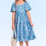01 vestido midi em cotton azulejos infantil menina fakini
