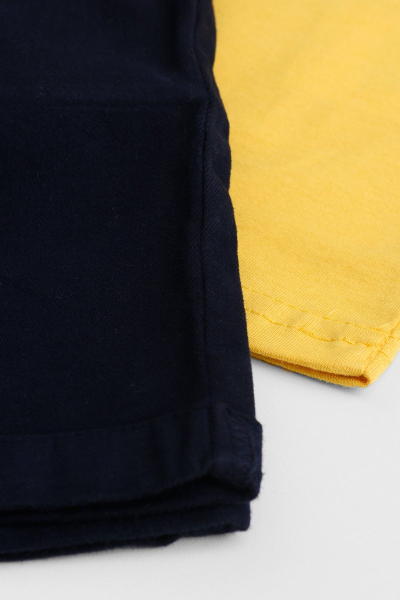 03 conjunto infantil menino bermuda sarja coloritta