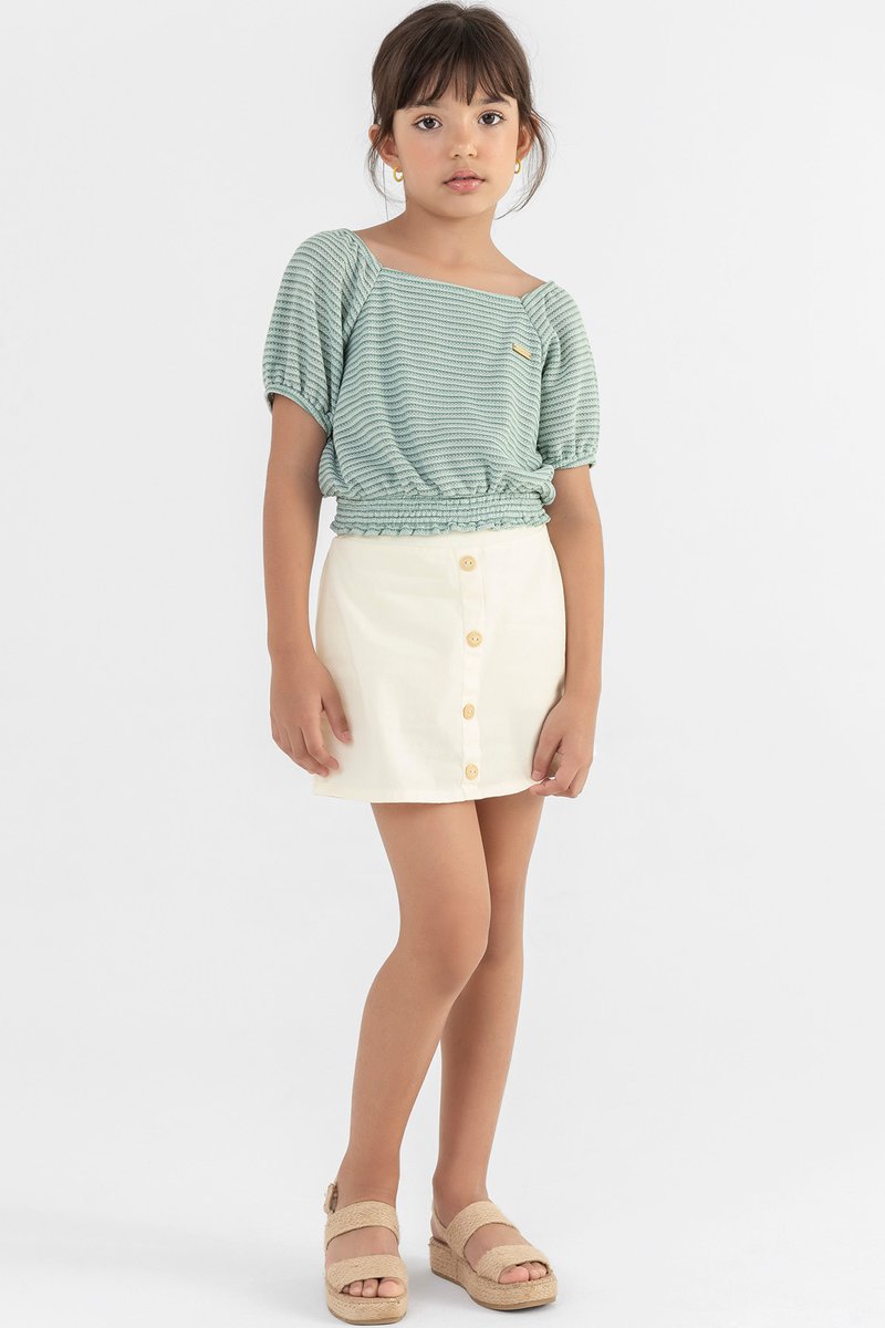 04 conjunto infantil menina blusa malha croche coloritta