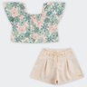 01 conjunto infantil menina blusa floral coloritta