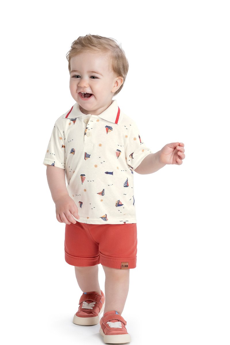 04 conjunto camisa polo bebe menino elian