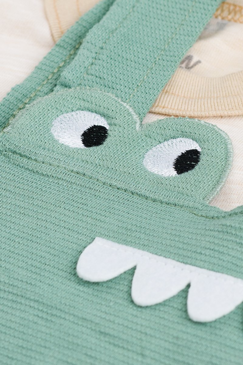 02 conjunto jardineira bebe menino jacare elian