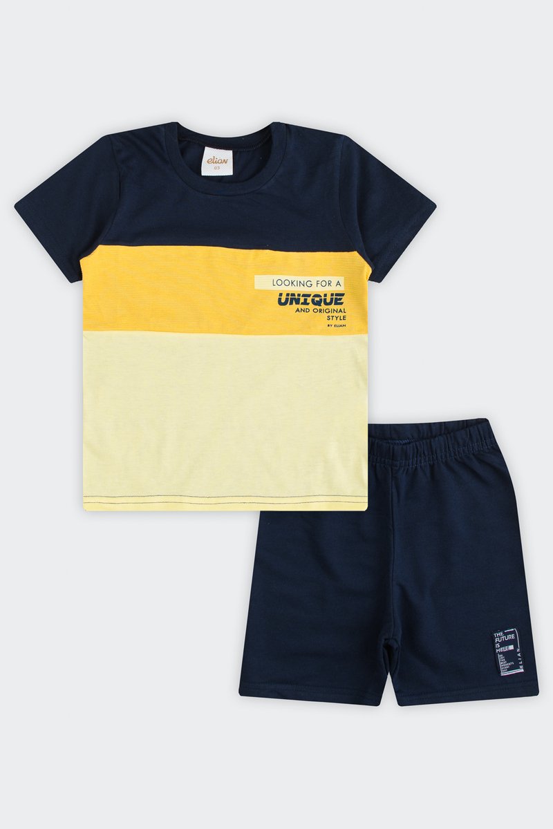 01 conjunto infantil menino camiseta e bermuda elian