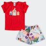 01 conjunto blusa e short infantil menina elian